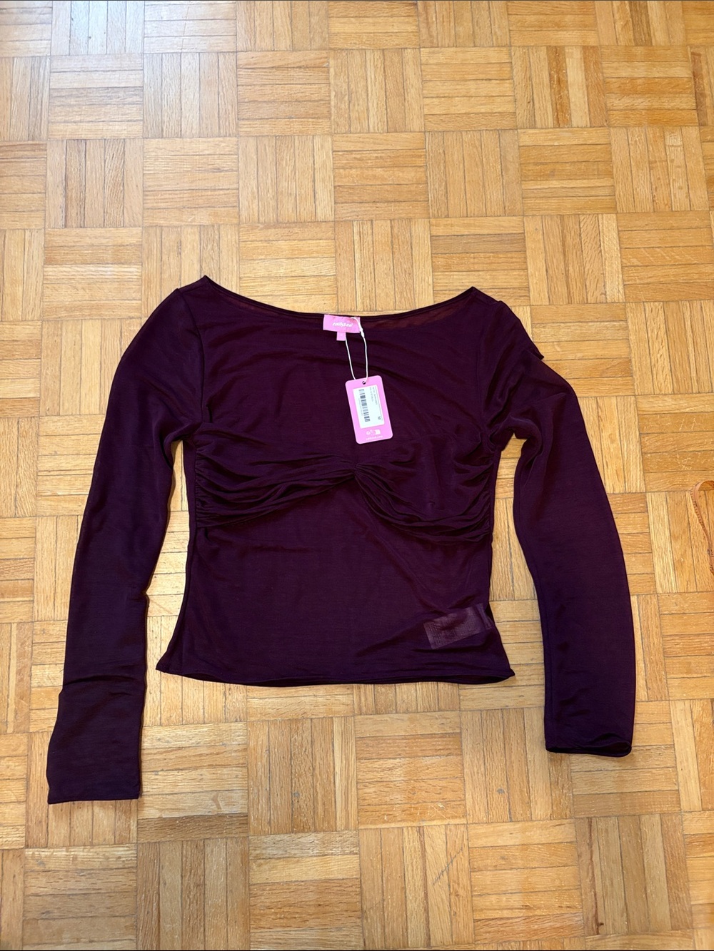 Edikted Women’s Long Sleeve Twist Front Top - Deep Plum